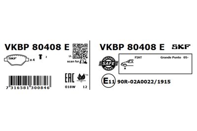 Brake Pad Set, disc brake VKBP 80408 E