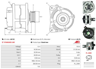 GENERATOR / ALTERNATOR AS-PL A6132 4