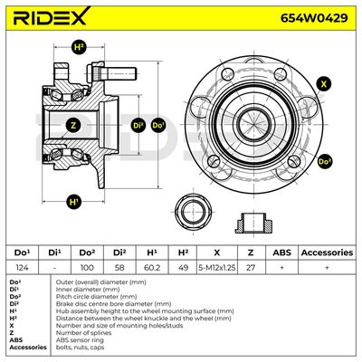 комплект колесен лагер RIDEX 654W0429