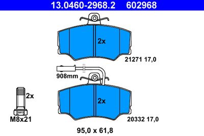 Комплект тормозных колодок, дисковый тормоз ATE 13.0460-2968.2 для ALFA ROMEO 33