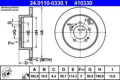 Тормозной диск ATE 24.0110-0330.1 для CITROËN C-CROSSER