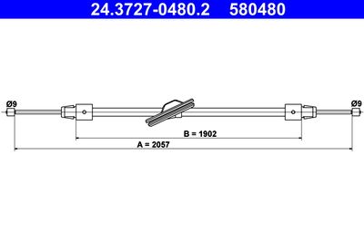 Тросик, cтояночный тормоз ATE 24.3727-0480.2 для MERCEDES-BENZ GLK-CLASS