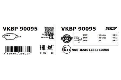 Brake Pad Set, disc brake VKBP 90095