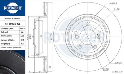 спирачен диск ROTINGER RT 20439-GL