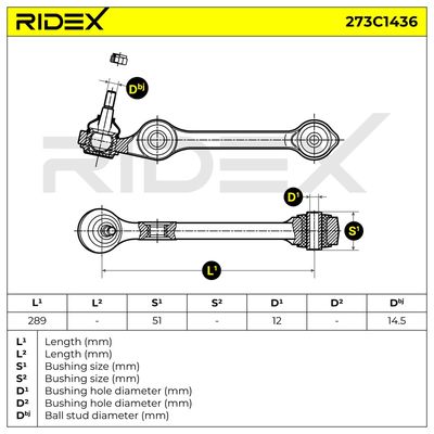 носач, окачване на колелата RIDEX 273C1436