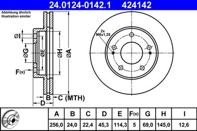 Тормозной диск ATE 24.0124-0142.1 для MITSUBISHI ECLIPSE