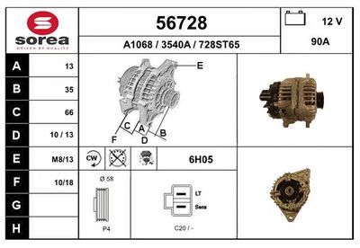 Генератор EAI 56728 для MITSUBISHI CARISMA