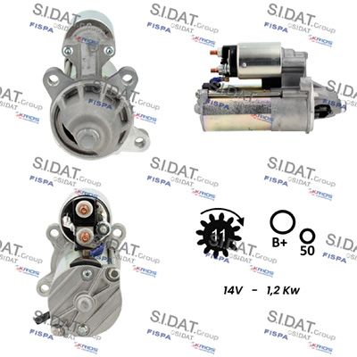 Стартер SIDAT S12VS0696 для JAGUAR S-TYPE