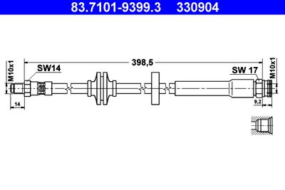 ATE 83.7101-9399.3 Тормозной шланг  для ALFA ROMEO 159 (Альфа-ромео 159)