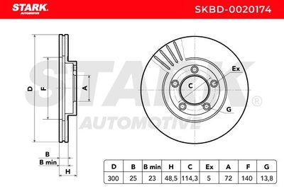 спирачен диск STARK SKBD-0020174