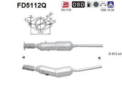 Filtr sadzy / filtr cząstek stałych, układ wydechowy AS FD5112Q