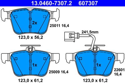 Комплект тормозных колодок, дисковый тормоз 13.0460-7307.2