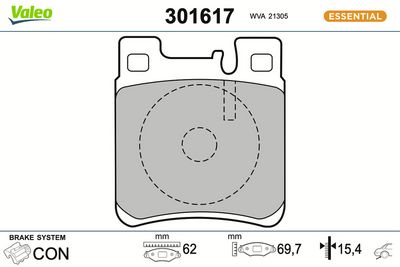BREMSBELAGSATZ SCHEIBENBREMSE VALEO 301617