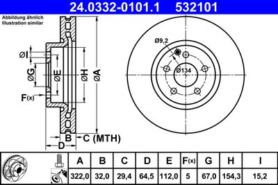 Тормозной диск ATE 24.0332-0101.1 для MERCEDES-BENZ SLC