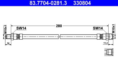 Тормозной шланг ATE 83.7704-0281.3 для MERCEDES-BENZ СЕДАН