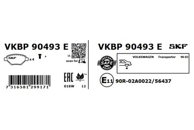 Brake Pad Set, disc brake VKBP 90493 E