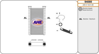 Теплообменник, отопление салона AHE 94080 для MERCEDES-BENZ GLC
