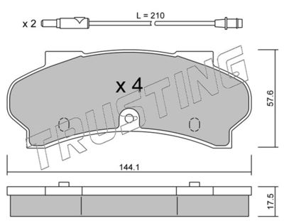 Комплект тормозных колодок, дисковый тормоз TRUSTING 019.1 для PEUGEOT J9