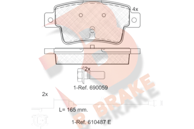 Комплект тормозных колодок, дисковый тормоз R BRAKE RB1968 для ABARTH PUNTO