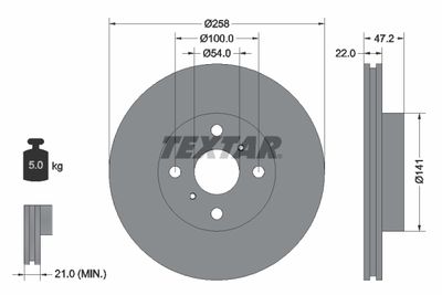 Тормозной диск TEXTAR 92090503 для TOYOTA MR2