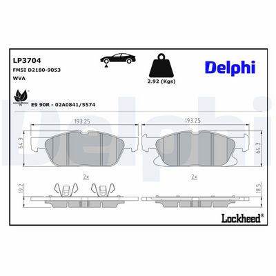 комплект спирачно феродо, дискови спирачки DELPHI