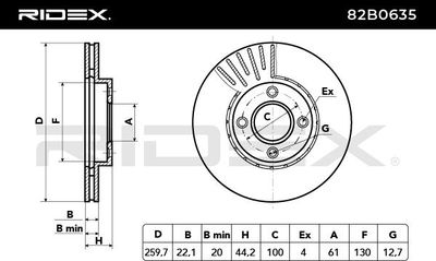 спирачен диск RIDEX 82B0635