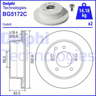 DELPHI BG5172C Тормозные диски для SSANGYONG RODIUS
