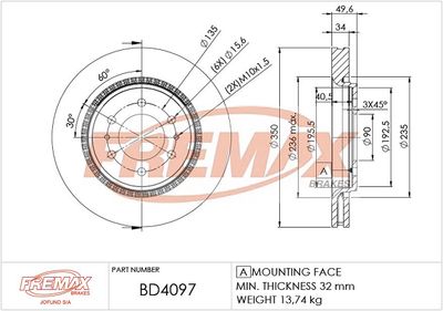 Тормозной диск FREMAX BD-4097 для FORD USA F-150