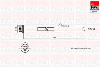 Комплект болтов головки цилидра FAI AutoParts B1616 для JAGUAR F-PACE