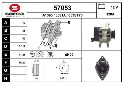 Генератор EAI 57053 для CHRYSLER CIRRUS