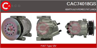 Компрессор, кондиционер CASCO CAC74018GS для ABARTH PUNTO