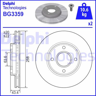 BG3359 DELPHI Тормозной диск