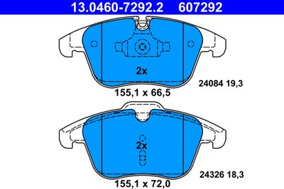 Комплект тормозных колодок, дисковый тормоз ATE 13.0460-7292.2 для JAGUAR XF
