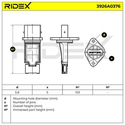 въздухомер-измерител на масата на въздуха RIDEX 3926A0376