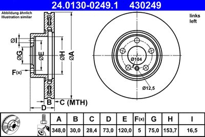 Тормозной диск ATE 24.0130-0249.1 для BMW X4