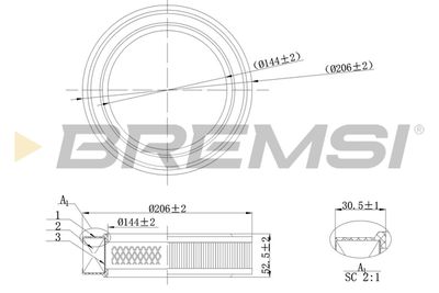 Воздушный фильтр BREMSI FA2131 для FORD CAPRI