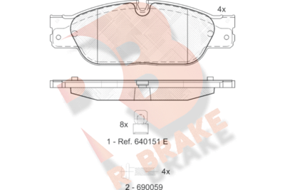 R BRAKE RB1672 Тормозные колодки и сигнализаторы  для JAGUAR S-TYPE II (X200) 2.7 D