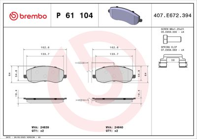 SET PLACUTE FRANA FRANA DISC BREMBO P61104