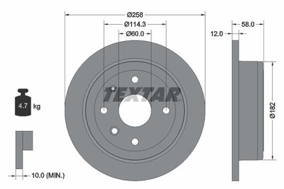 Тормозной диск TEXTAR 92269903 для CHEVROLET EVANDA