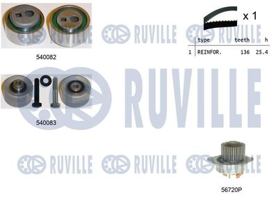 Водяной насос + комплект зубчатого ремня RUVILLE 5500931 для CITROËN AX