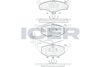Комплект тормозных колодок, дисковый тормоз ICER 181594 для AUDI A2