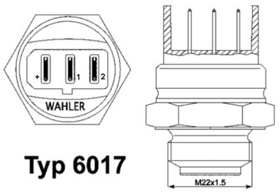 Термовыключатель, вентилятор радиатора BorgWarner (Wahler) 6017.95D для PORSCHE 944