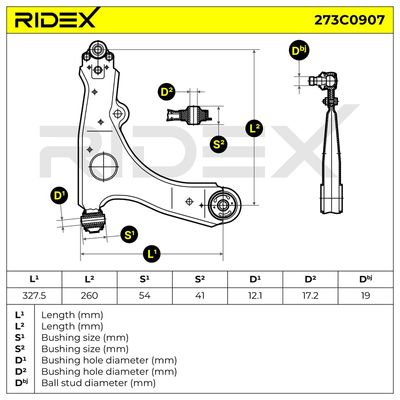 носач, окачване на колелата RIDEX 273C0907