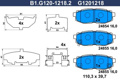 GALFER B1.G120-1218.2 Тормозные колодки и сигнализаторы  для SUBARU OUTBACK (Субару Оутбакk)