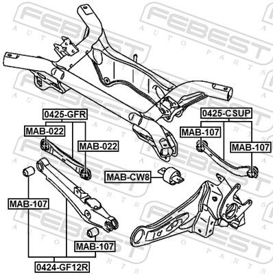 Control/Trailing Arm, wheel suspension 0424-GF12R