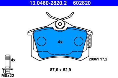 Комплект тормозных колодок, дисковый тормоз ATE 13.0460-2820.2 для VW BEETLE