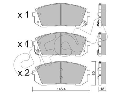комплект спирачно феродо, дискови спирачки CIFAM 822-1298-0