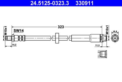 ATE 24.5125-0323.3 Тормозной шланг  для AUDI A6 (Ауди А6)
