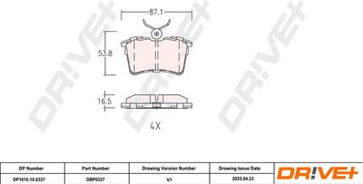BREMSBELAGSATZ SCHEIBENBREMSE DR!VE+ DP1010100337 7