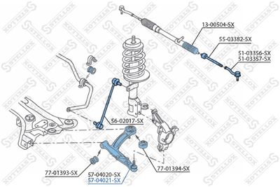 носач, окачване на колелата STELLOX 57-04021-SX